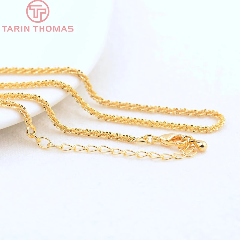 (3823)2PCS Length 40CM 24K Gold Color Brass Finished Twised Necklace Chain High Quality DIY Jewelry Making Findings Accessories