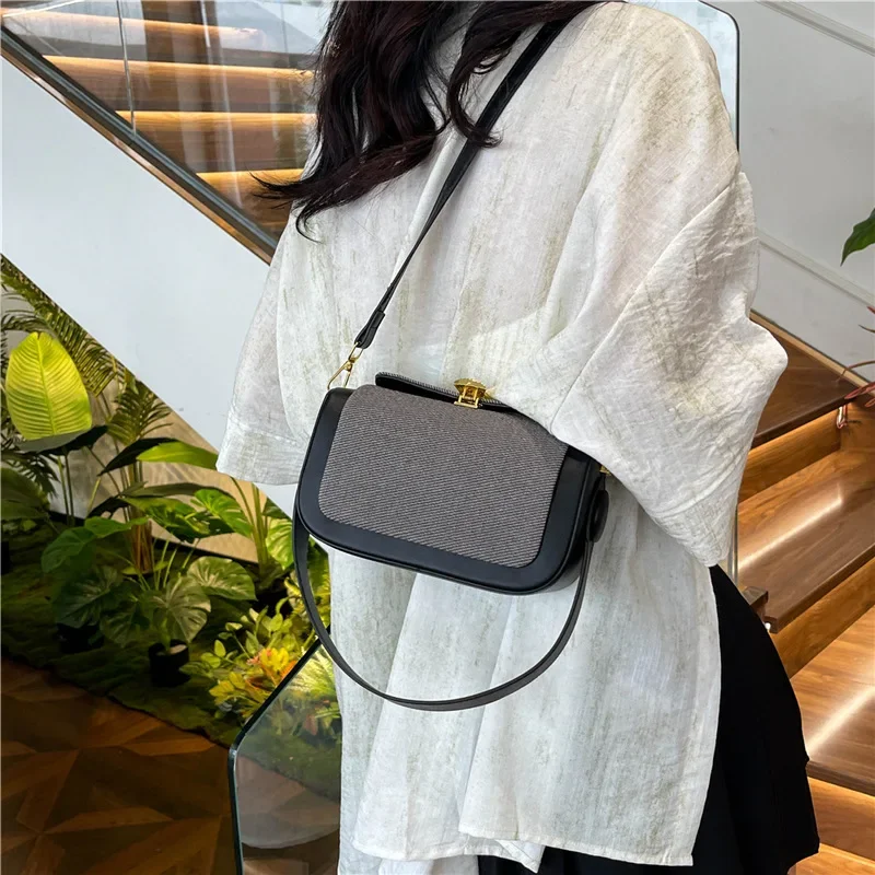 

2025 New! Women's Spliced - color Tote Box Bag. Luxurious Texture, Versatile One - shoulder & Underarm, Stylish Crossbody