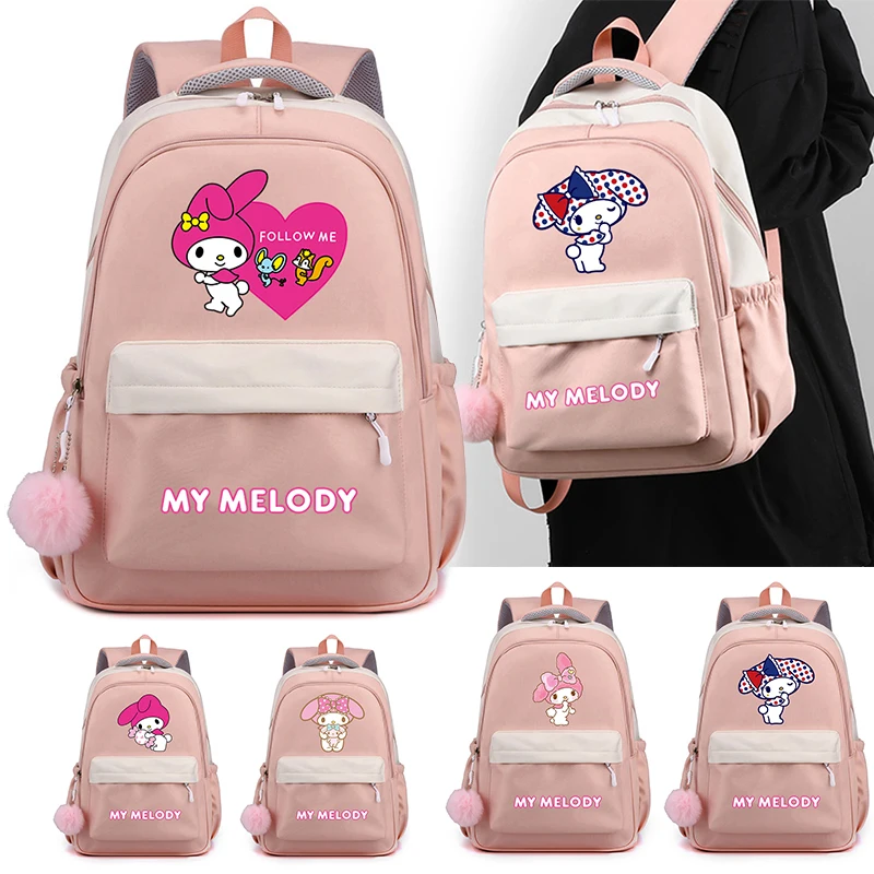 

MINISO Sanrio My Melody Backpack Girl Schoolbag Kawaii Gift Women Travel Bag Teen Student Back To School Rucksack
