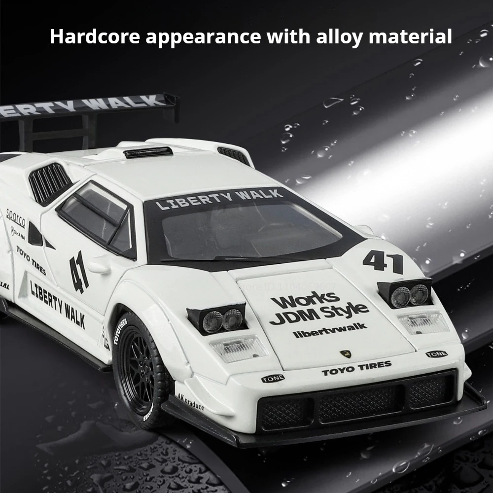 Maßstab 1:32 Countach LBWK LP500S Automodell Spielzeug Sound Licht Zurückziehen Türen Geöffnet Hohe Simulation Autos Modelle Desktop Ornament