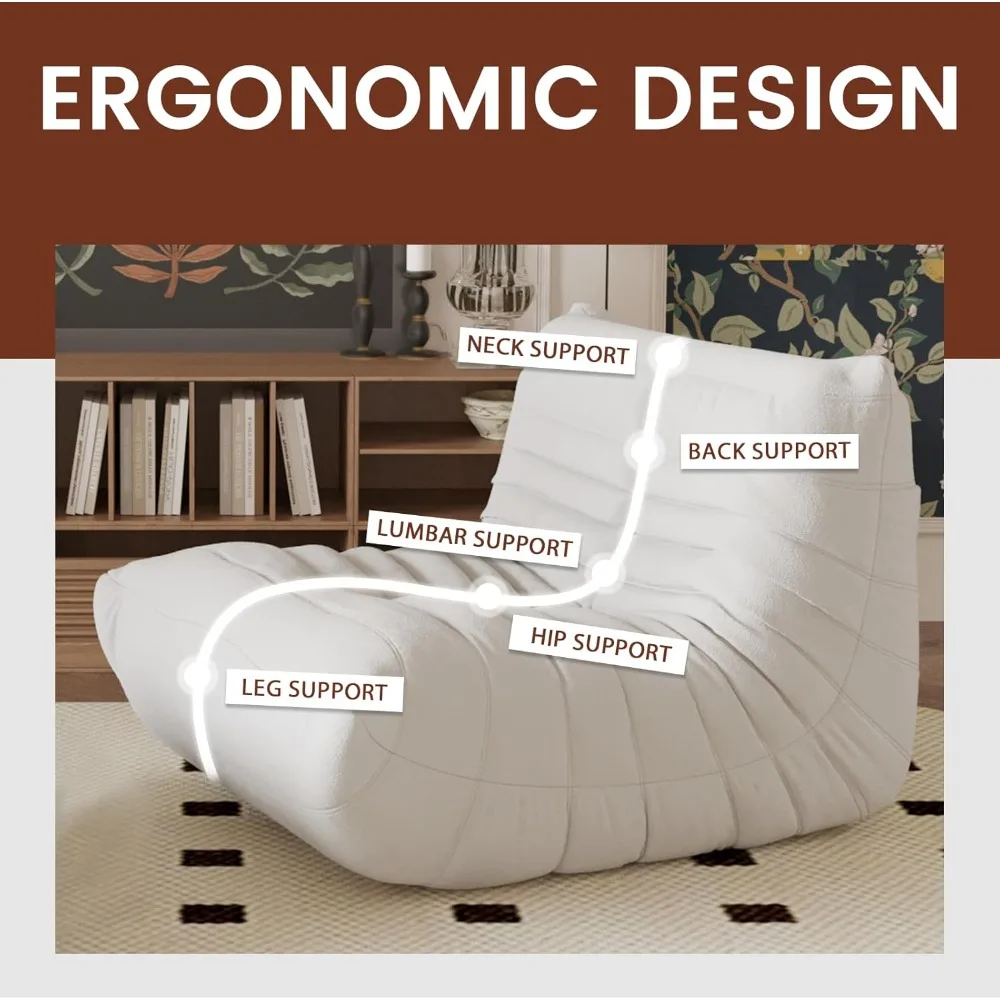 Soybean bag Chair, bean bag sofa, Corner Chair, Living Room, Apartment, Salon Office Sofa (34 inch/beige)