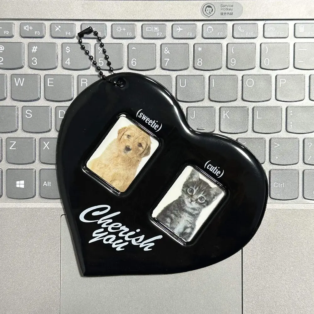 Durable PVC Photo Card Holder Love Heart Shape Korean Style Pendant Card Holder Idol Photo Frame