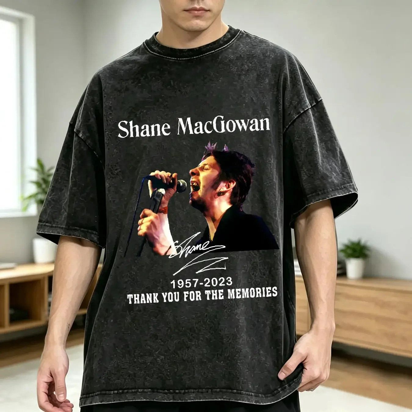 washed T Shirt New Rare Shane MacGowan lyrics  S 5XL 1CM894 long sleeves vintage Washed Versatile Top For Everyday Wear