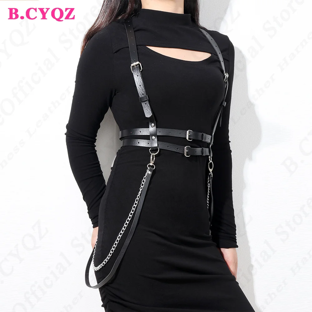 Sexy Körper geschirr Gürtel Korsett Pu Leder Mode Hüftgurt Gothic Gürtel Hosenträger Frauen täglich tragen Kleidung Accessoires y2k