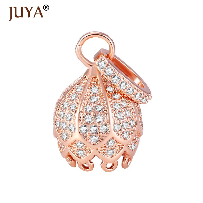 

JUYA Fashion Retro Beads Tassels End Cap Copper CZ Rhinestone Charms Pendants for DIY Jewelry Accessories Women Necklace Making