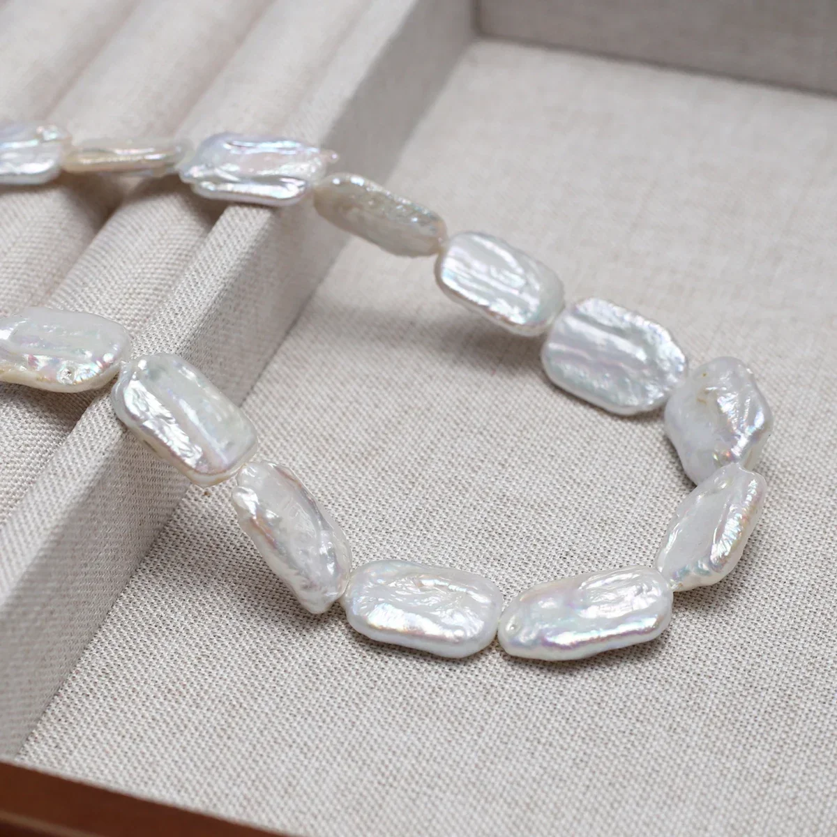 

13x18mm AAA Sparkle Natural Freshwater White Square Pearl Bead Jewelry Make Gift DIY Necklace Bracelet Accessories Wedding Women