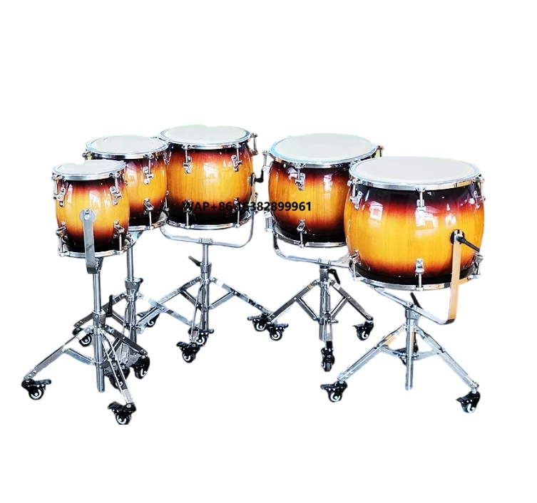 Five Tone Row Drums Professional Portable for Adult and Children Musical Performance With Drum Sticks