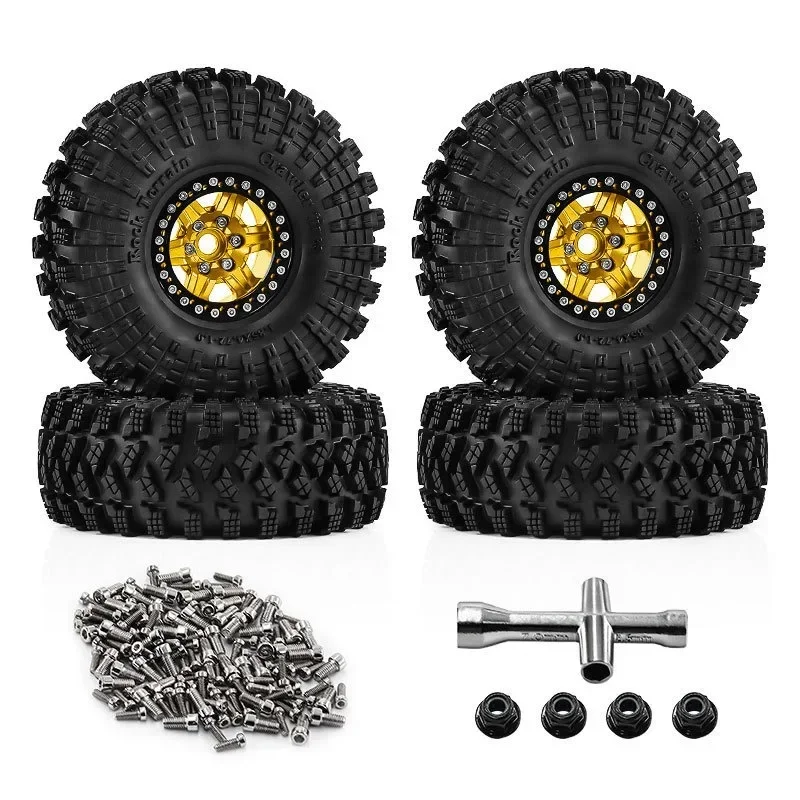 Metal 1.9 Beadlock Wheel Rim Tires Set for 1/10 RC Crawler Car Axial SCX10 III AXI03007 90046 TRX-4 Redcat GEN 8
