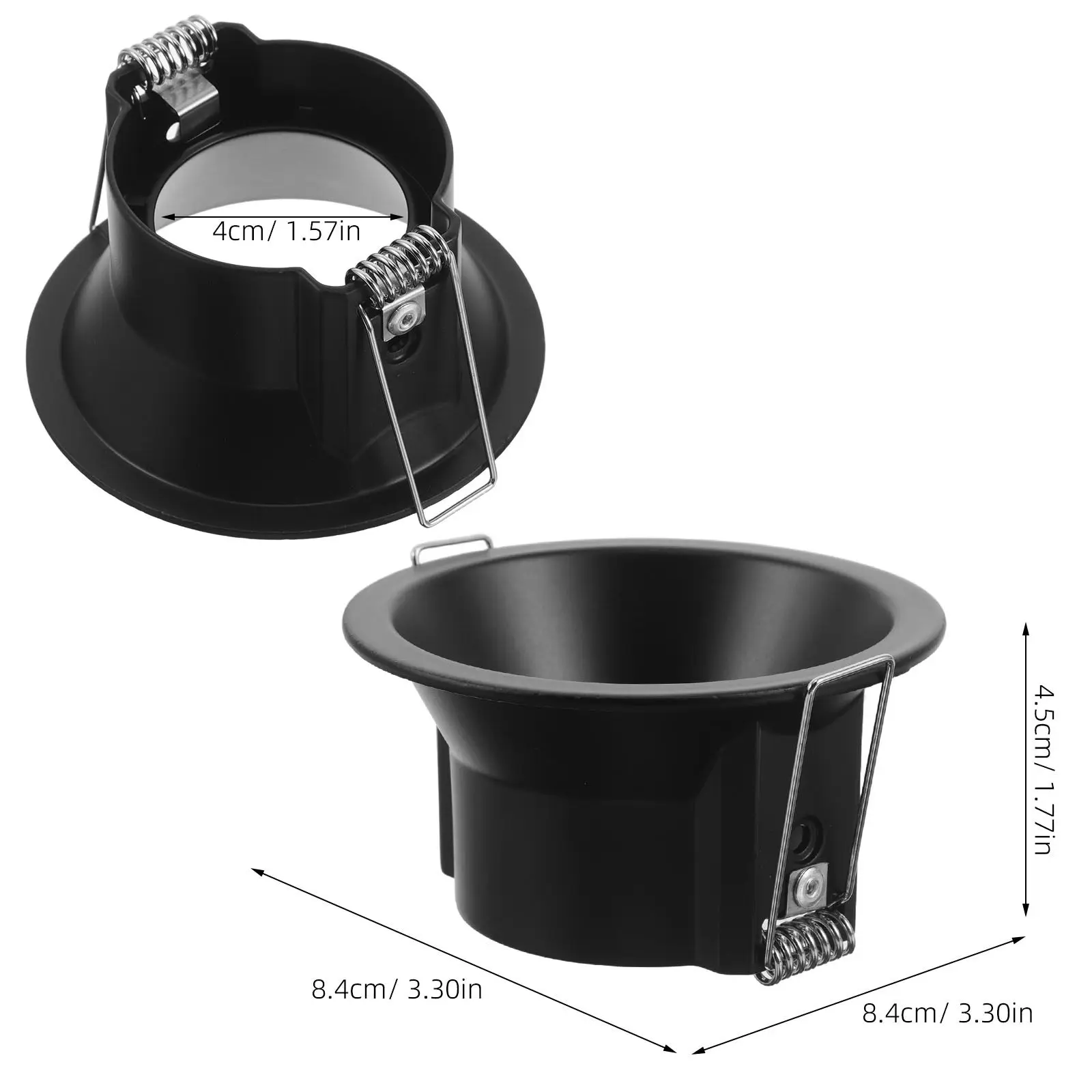 Black Metal Mr16 Ceiling Recessed Light Trim Anti-Glare Spotlight Bezel Spring Clips 84Mm Outer Diameter 40Mm Cut Fixed