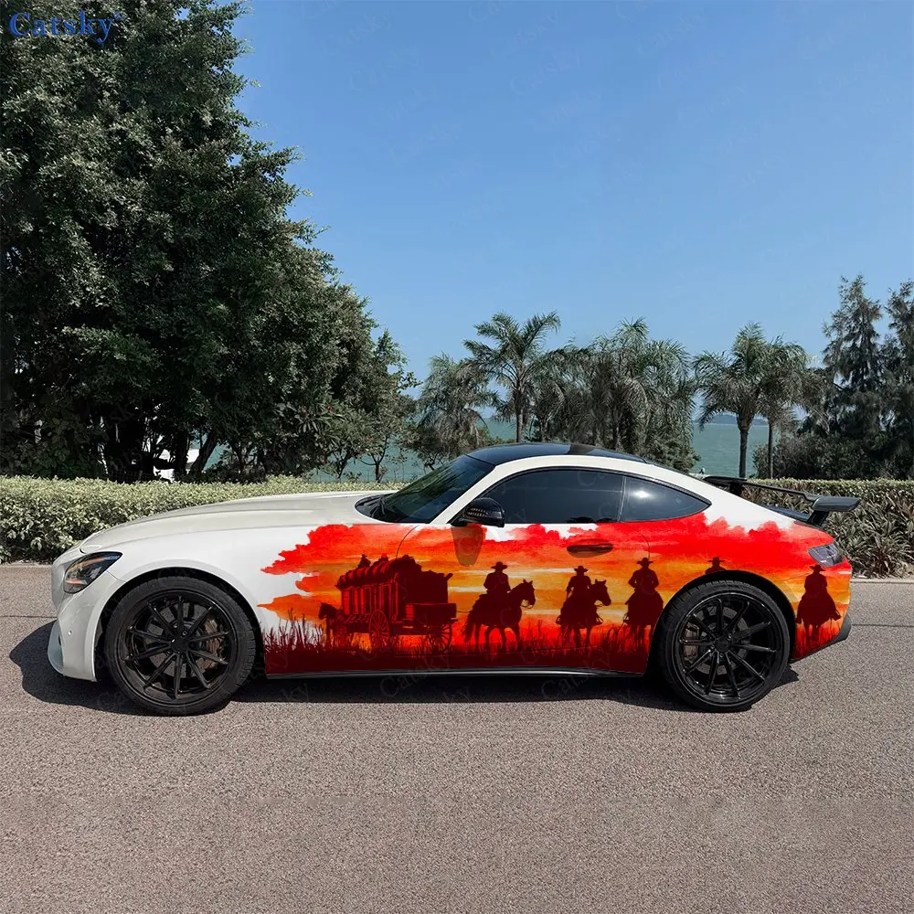 

Наклейки для автомобиля Cowboy Racing Team: Виниловая пленка для полной оклейки кузова с цветочным декором, скрывающая царапины, водонепроницаемая, защитная.