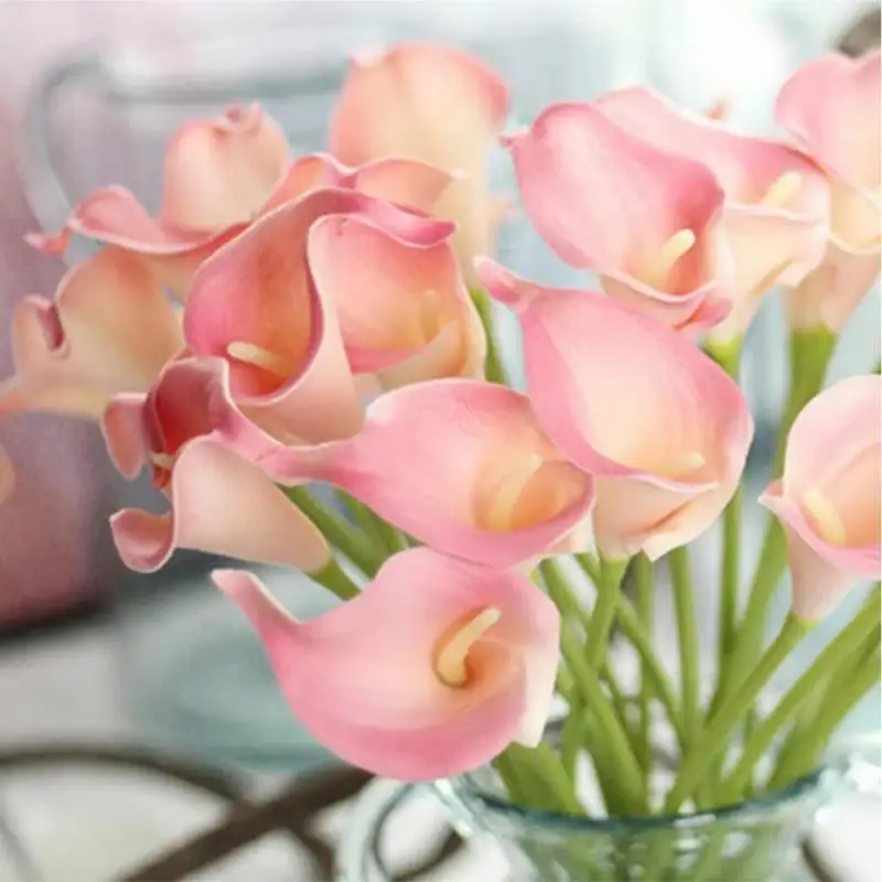 1/5/10Pcs Artificial Flowers Calla Lily Real Touch Tulip Flower Bouquet For Wedding Bride Home Vase Decoration Fake Plants Gifts