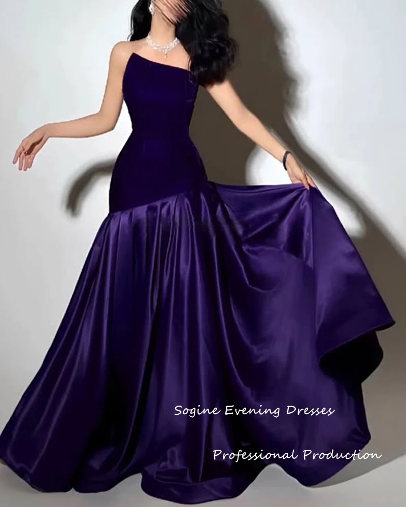 فساتين لحضور الحفلات الموسيقية الطويلة من الساتان المخملي بدون حمالات فساتين سهرة للنساء فساتين رسمية بدون أكمام على شكل حرف a لحفلات الزفاف