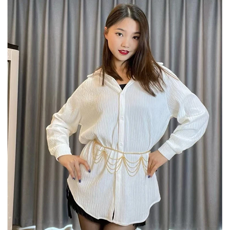 

White Latin Dance Shirts Women Long Sleeves Practice Clothes Cha Cha Rumba Ballroom Dance Clothing Latin Training Tops DNV19626