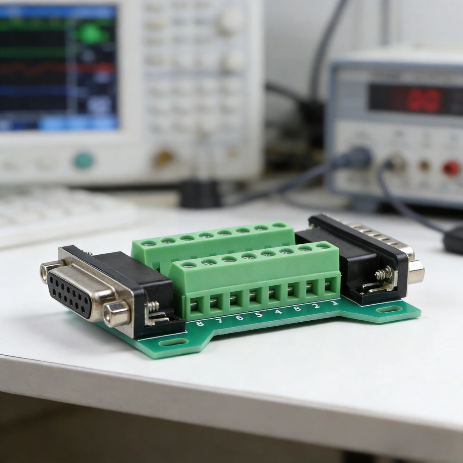 DB15MF-A Terminal Block Adapter Board with Solderless Design for Male and Female Connector Compatibility in Electronic Systems