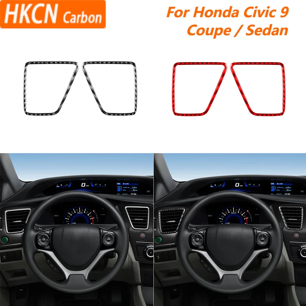 For Honda Civic 9 Coupe / Sedan 2012—2015 Car Accessories Carbon Fiber Air Vent Navigation Paenl Interior Cover Trim Sticker