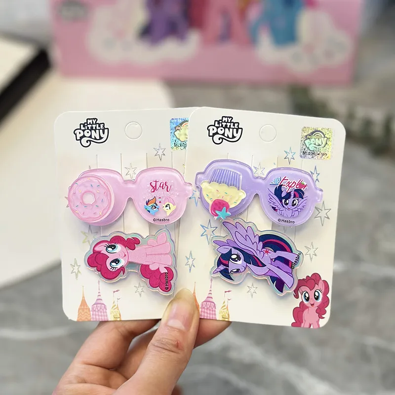 Genuine My Little Pony Children's Glasses Rotating Hair Clip Princess Girls Accessories Cute Kawaii Christmas Birthday Gift