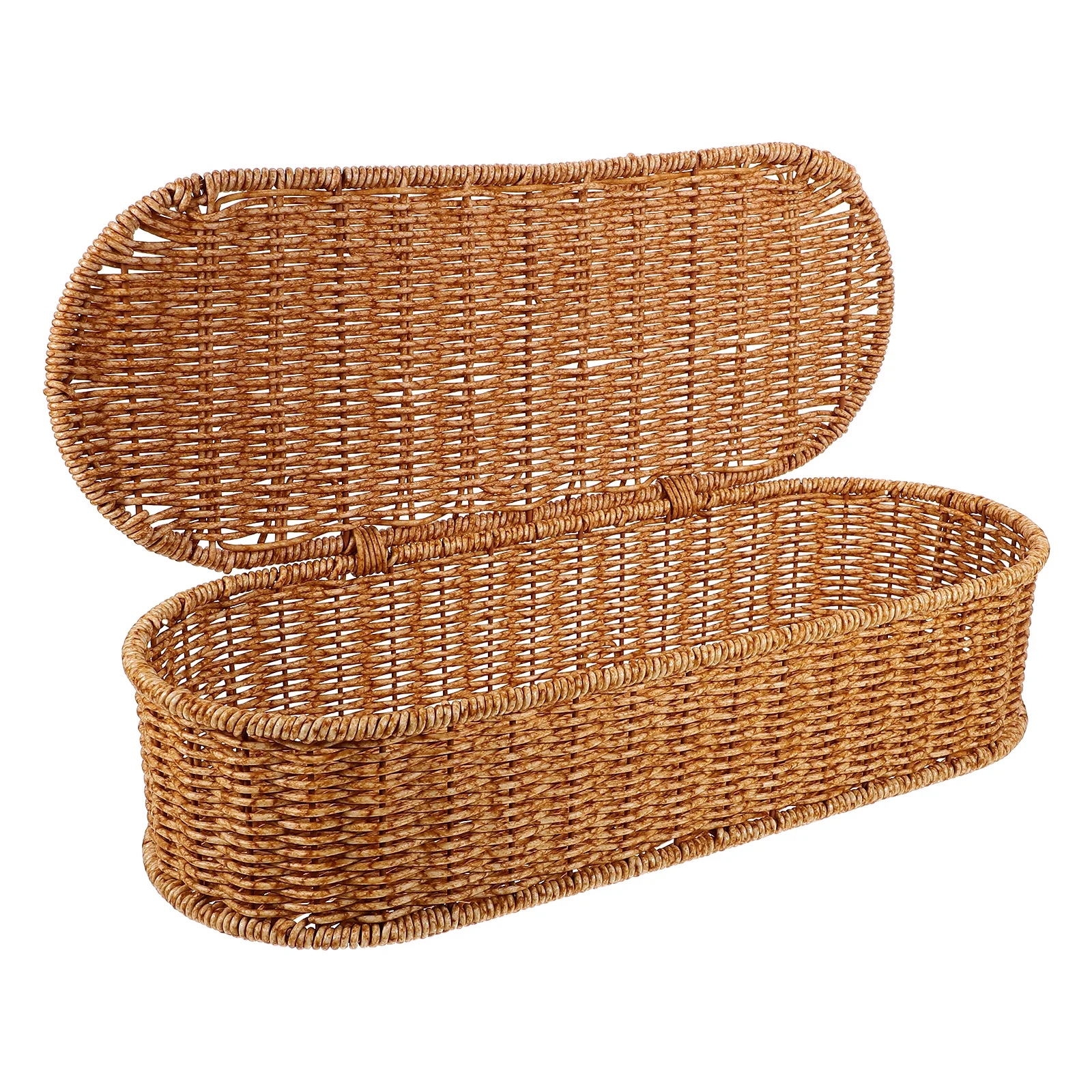 Imitation Rattan Box Large Retro Woven Basket Desktop Organizer Sundries Holder Portable Home Decor Container Gifts