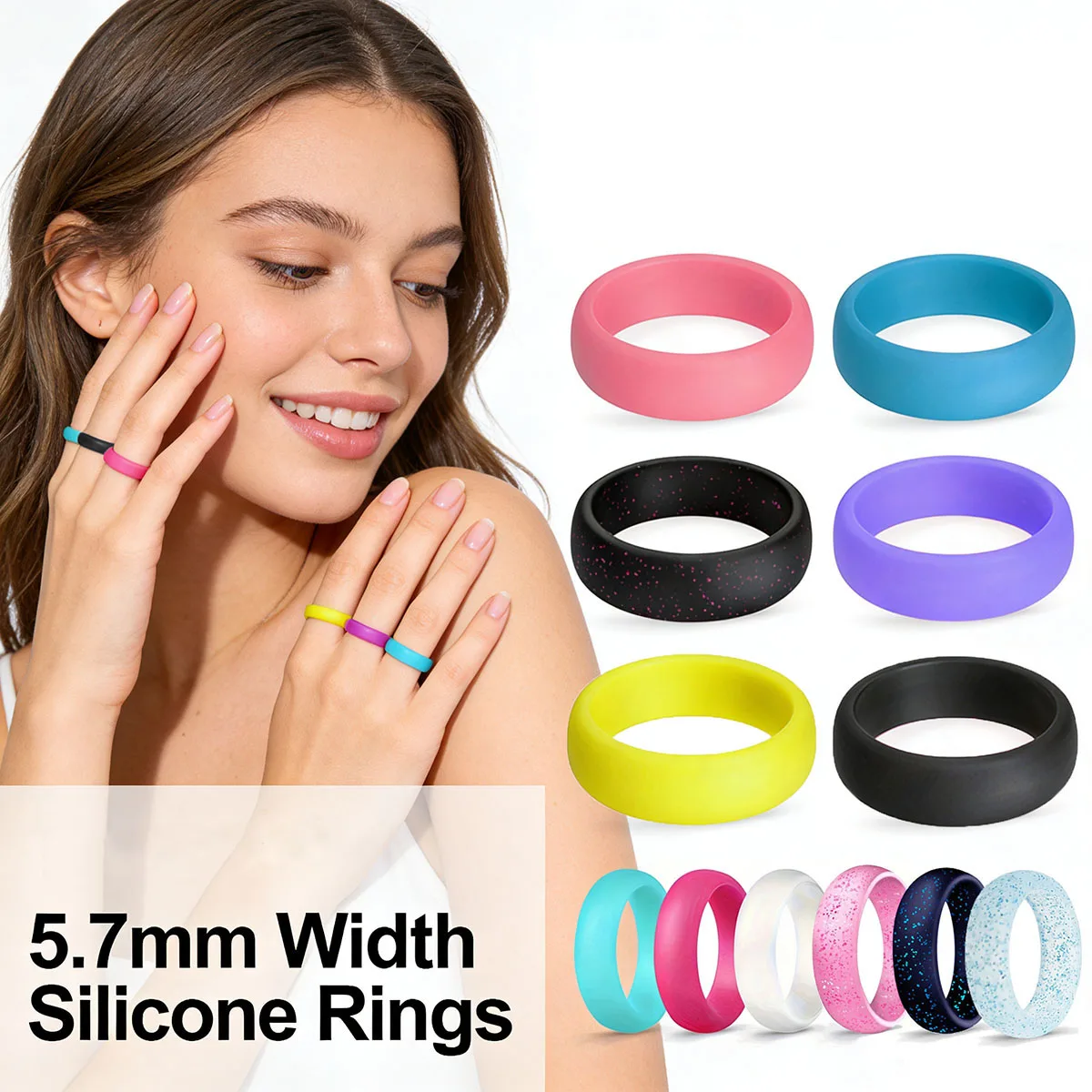1pc Silicone Ring Hypoallergenic Crossfit Flexible Rubber Finger Rings 5.7MM For Women Party Wedding Rings