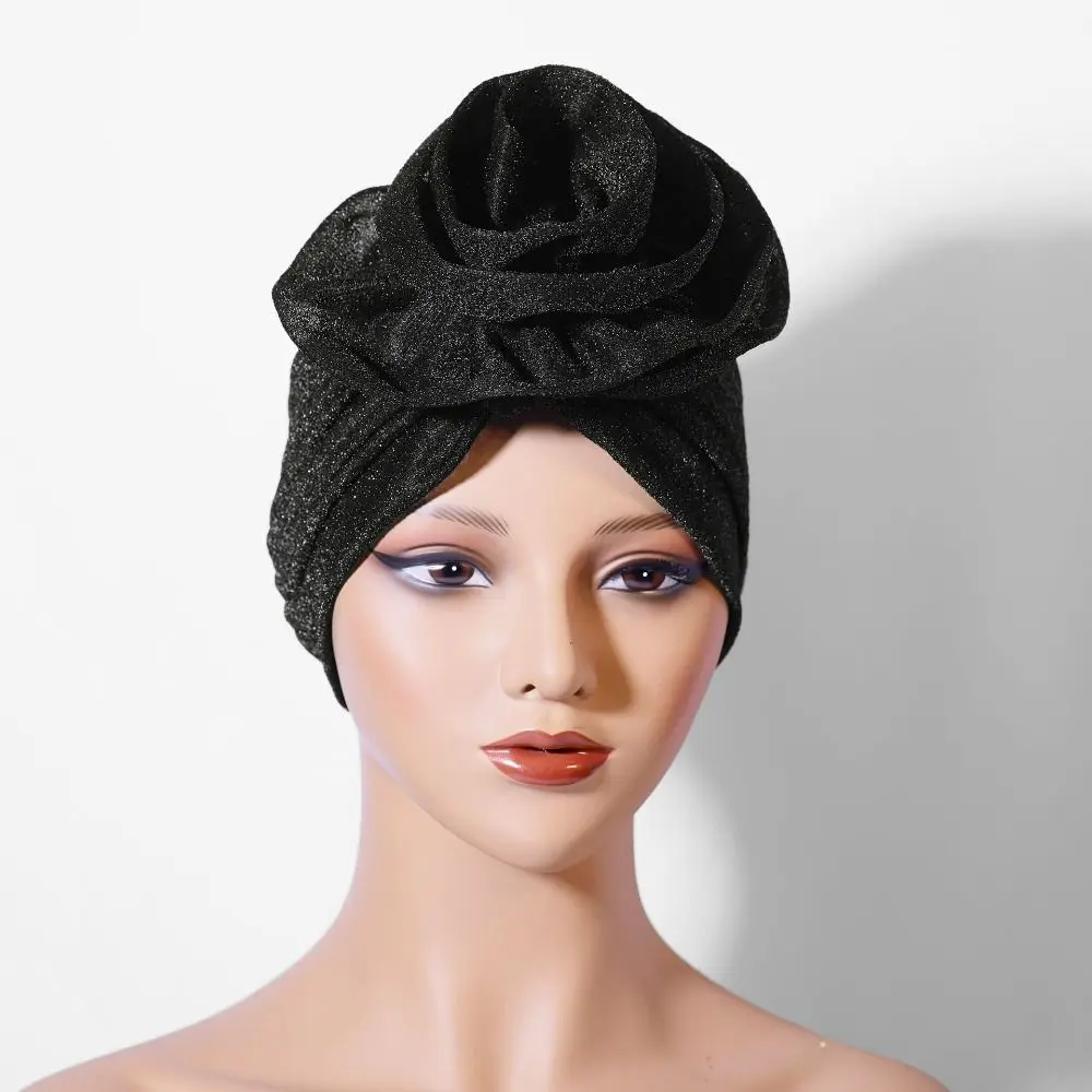 Afrikanische Turban-Kappen aus roher Seide, große Rose, atmungsaktiv, nigerianische Hochzeit, Geles-Kopfbedeckung, leichte Kopfbedeckung, Party-Kopfbedeckung