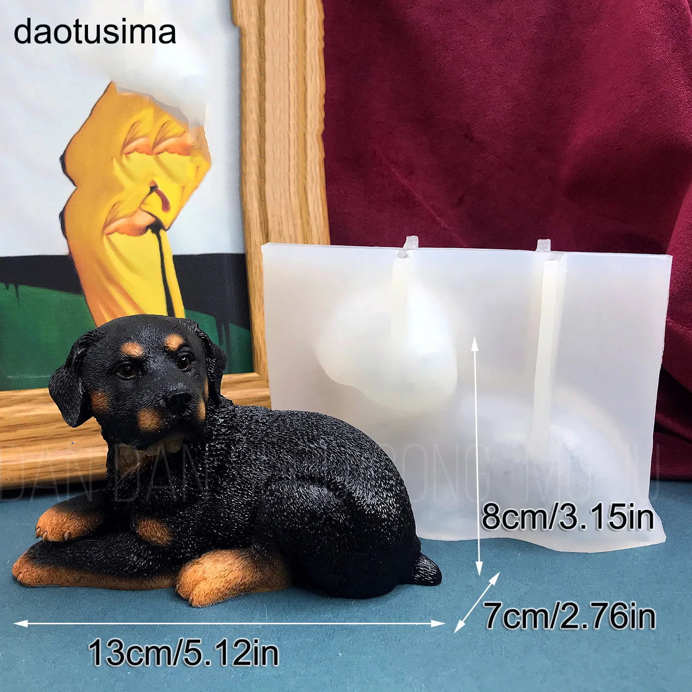 3D Rottweiler Model silikonowa forma trwałe zwierzę pies Ornament z żywicy aromaterapia samochodowa rękodzieło ręcznie wytrzymałe formy do żywicy — zdjęcie 6