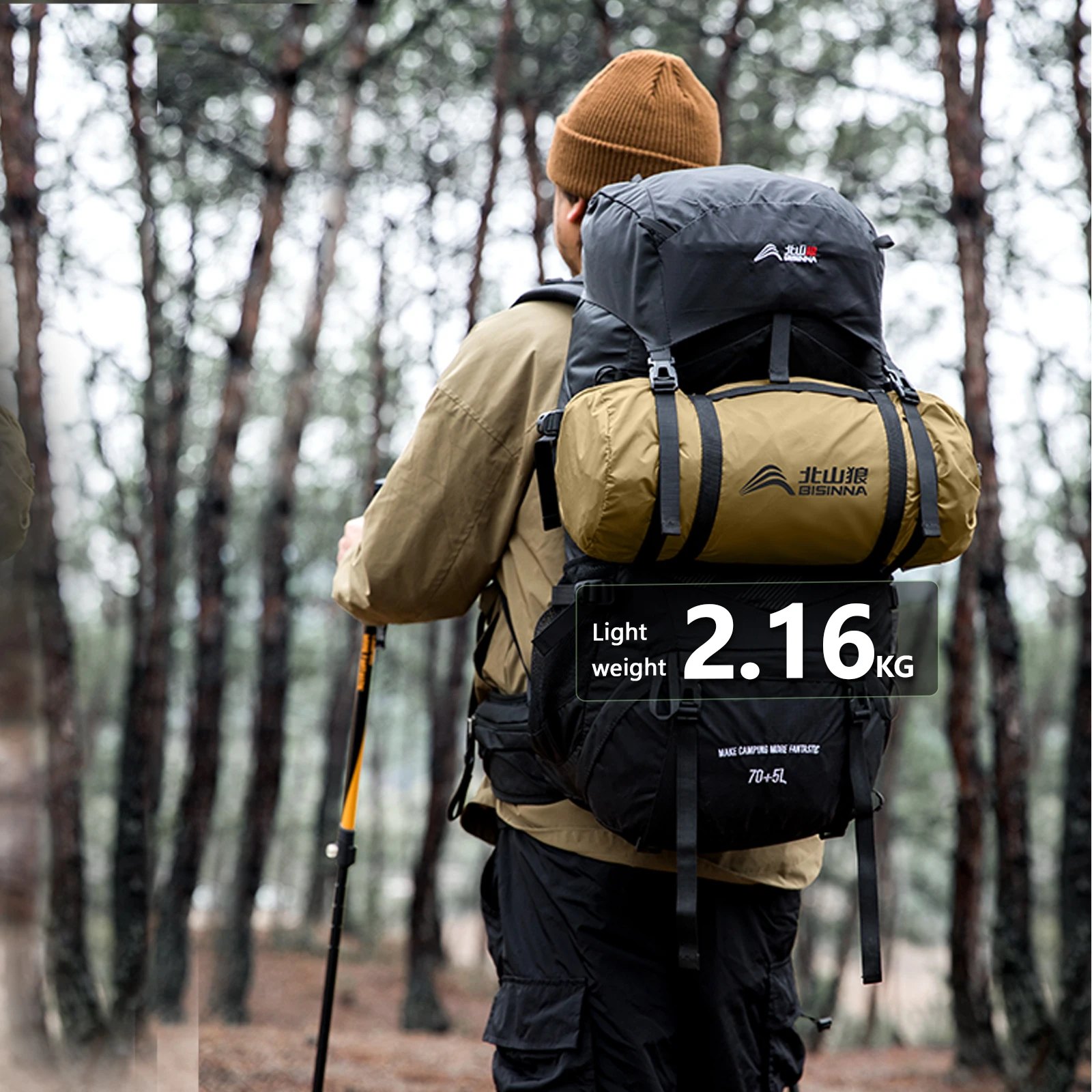 Tienda de campaña BISINNA para 2 personas, tienda de campaña portátil impermeable para mochileros, equipo de camping de doble capa para senderismo y viajes al aire libre