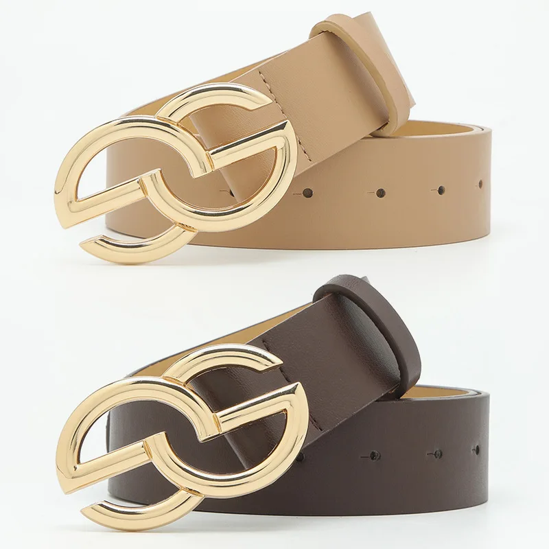 

Women Leather Metal Buckle Letter Waist Belt Fashion Wide Belts for Jeans Adjustable Western Cowboy Waistband Accessories