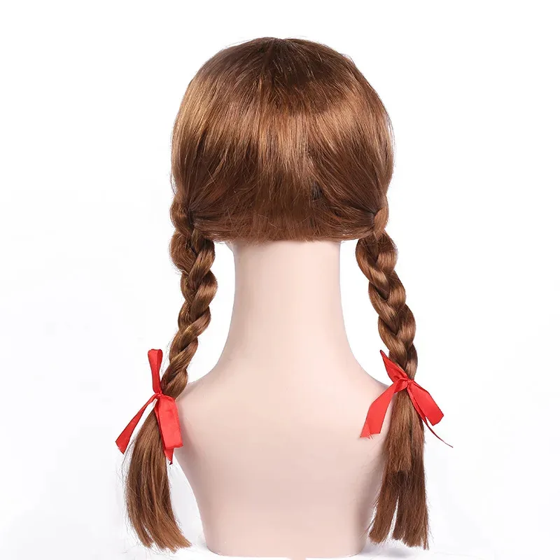 Anime Ghost Doll Annabelle Dress Cosplay Costume Wig Set Halloween Carnival Party Dress Up Girl Uniform Set