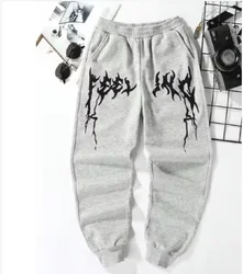 2025 American Knitted Sports Printing Pattern Casual Solid Color Men's Leggings with Loose and Versatile Drawstring Pants