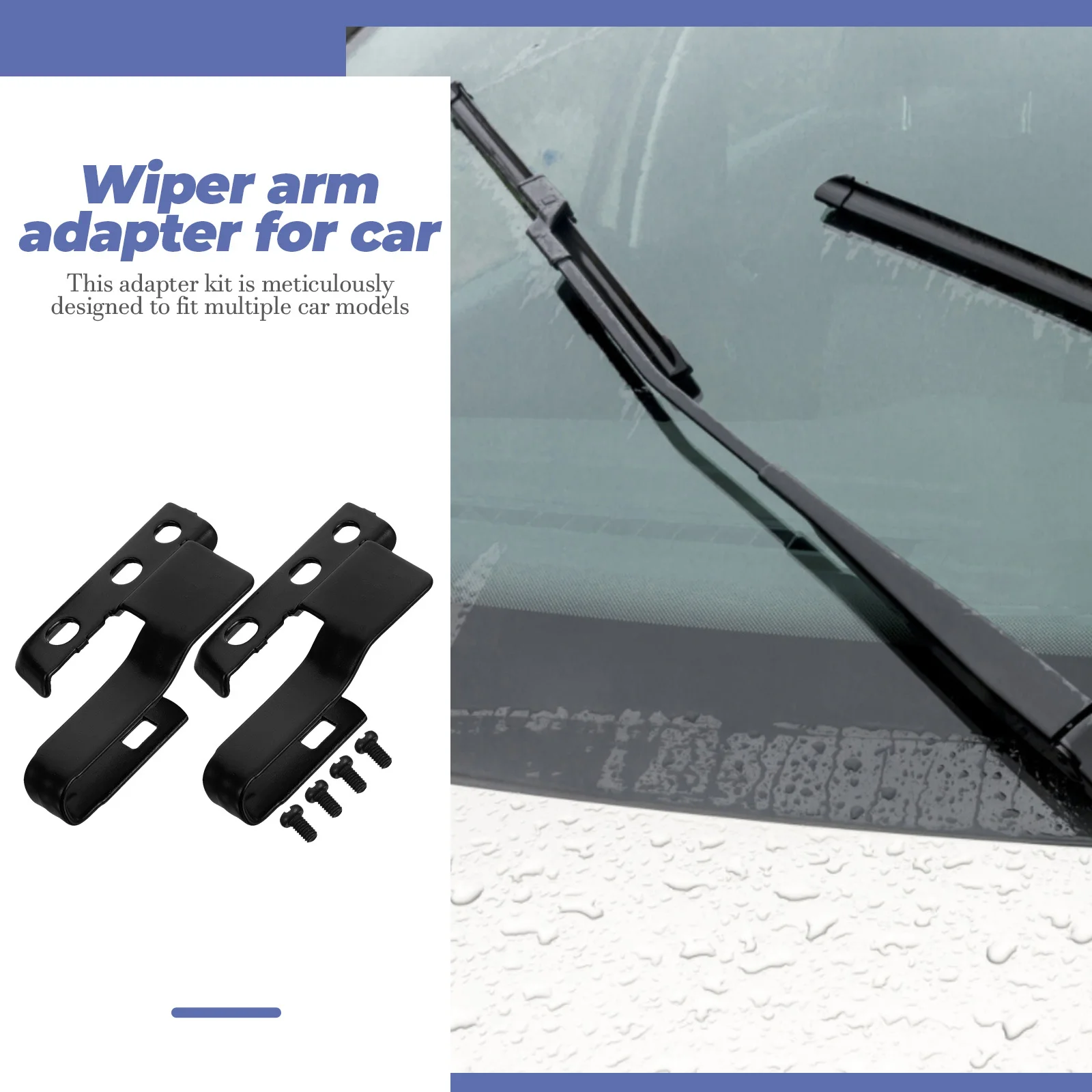 

2pcs Universal Windshield Adapter Kit Metal Car Wiper Arm Mounting Screws Fit For Multiple Vehicle Models Wiper Adapter Set