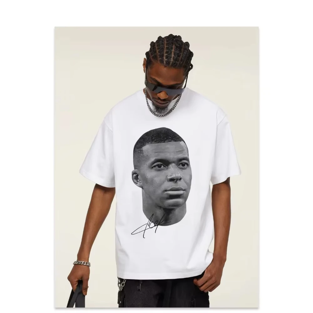 

Star Mbappe Printed Short-sleeved T-shirt Men Women American Fashion Brand Loose Round Neck Cotton Casual High-quality T-shirt