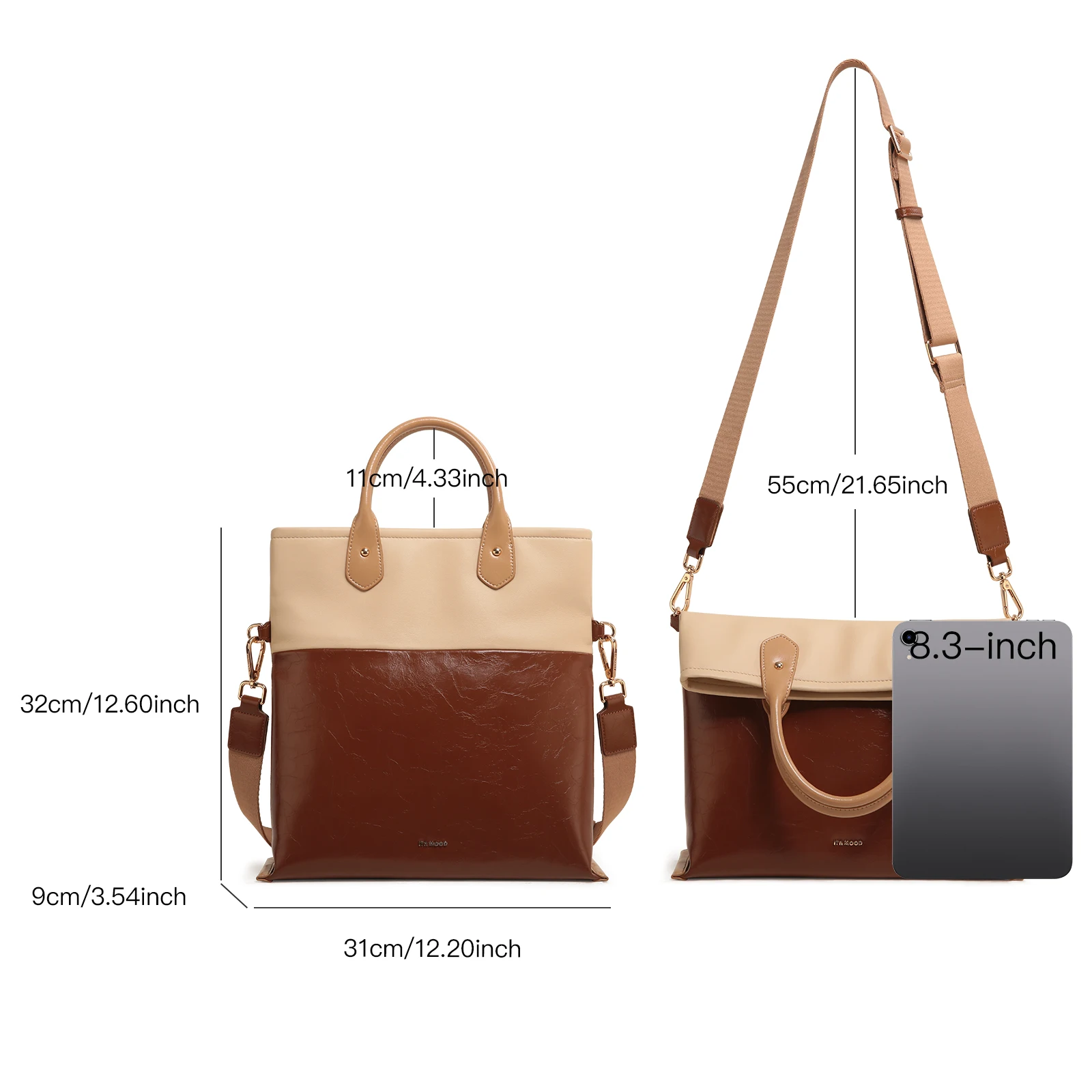 ITAMOOD High-End Splicing Handbag Color-Block Large-Capacity Fashion Bucket Bag Luxury Genuine Leather Women’s Shoulder Bag