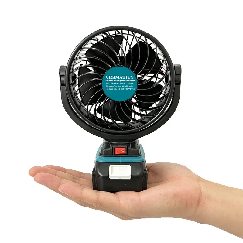 18V Cordless Portable Fan 5 Inch Desktop Table Fan with USB Type C Speed Adjustable for Outdoor Camping Home Office Use