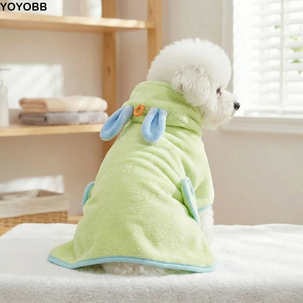 

Super Absorbent Dog Hooded Bathrobe Coral Fleece Warm Dog Bath Towels Soft Adjustable Pet Quick Drying Towel Swimming
