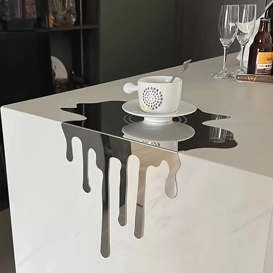 Minimalism Stainless Steel Flowing Water Droplet Decoration Reflective Surface Artwork Desktop Decoration Home Decoration