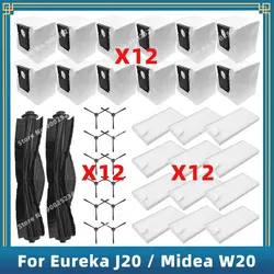 Compatible For Eureka J20 / Midea W20 / W20 Pro Replacement Parts Accessories Filter Main Side Brush Dust Bag