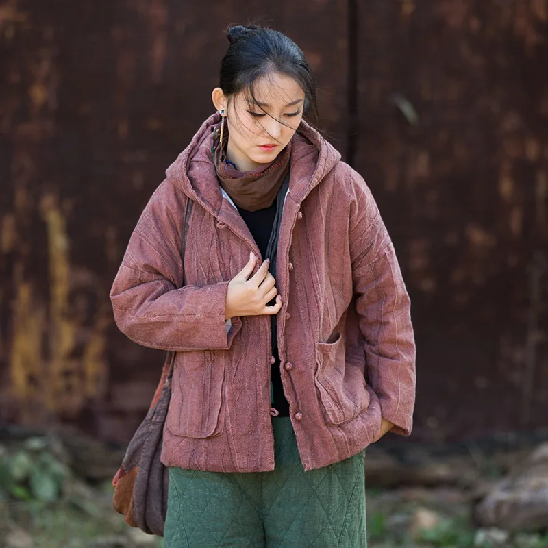 

2025 Winter Hooded Coat: Ramie 'Dirty Dye', Aged Look, Zen-Nomad Style & Frog Closures.