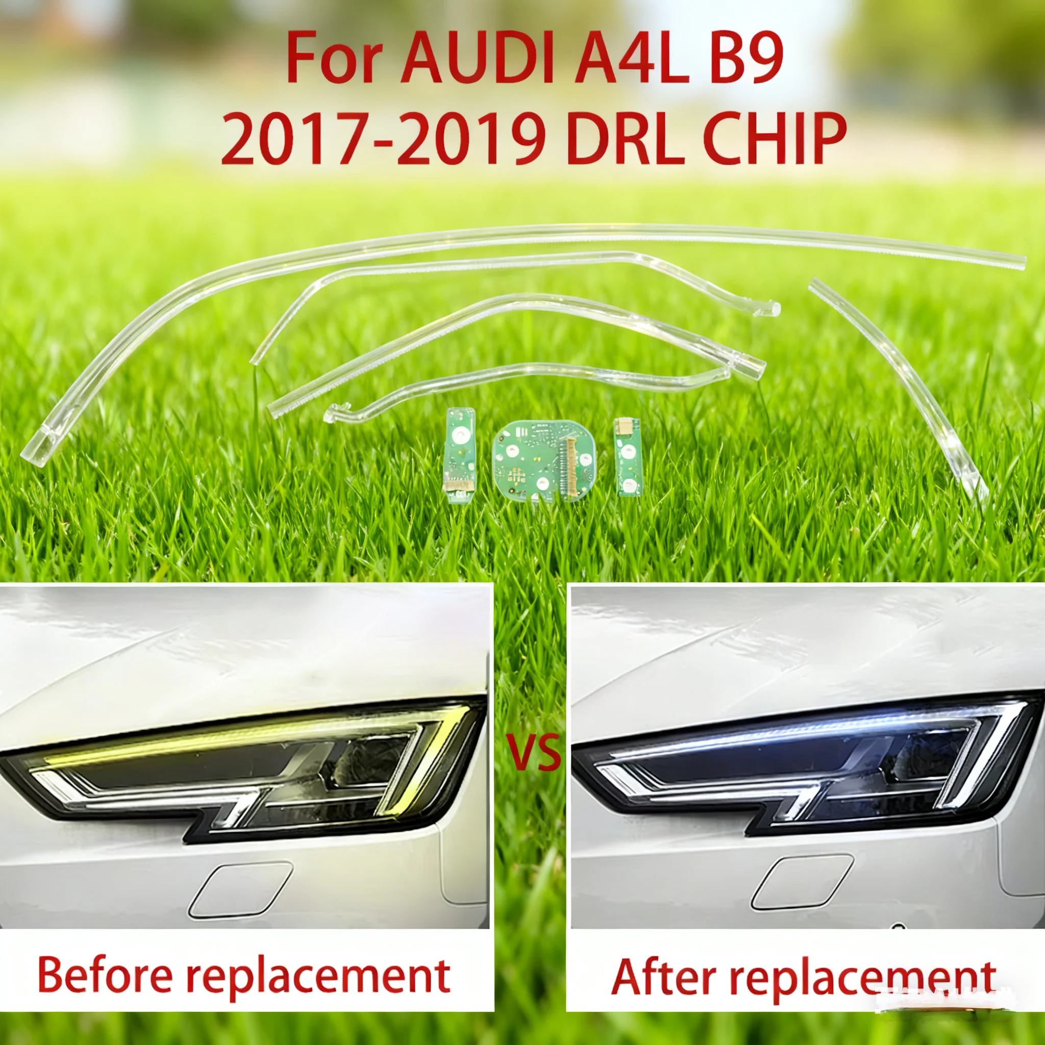 

Car DRL CHIP Light Guide Strip Angel Eye Light Guide Tube Ballast Chip Module Parts White light FOR AUDI A4L B9 2017-2019