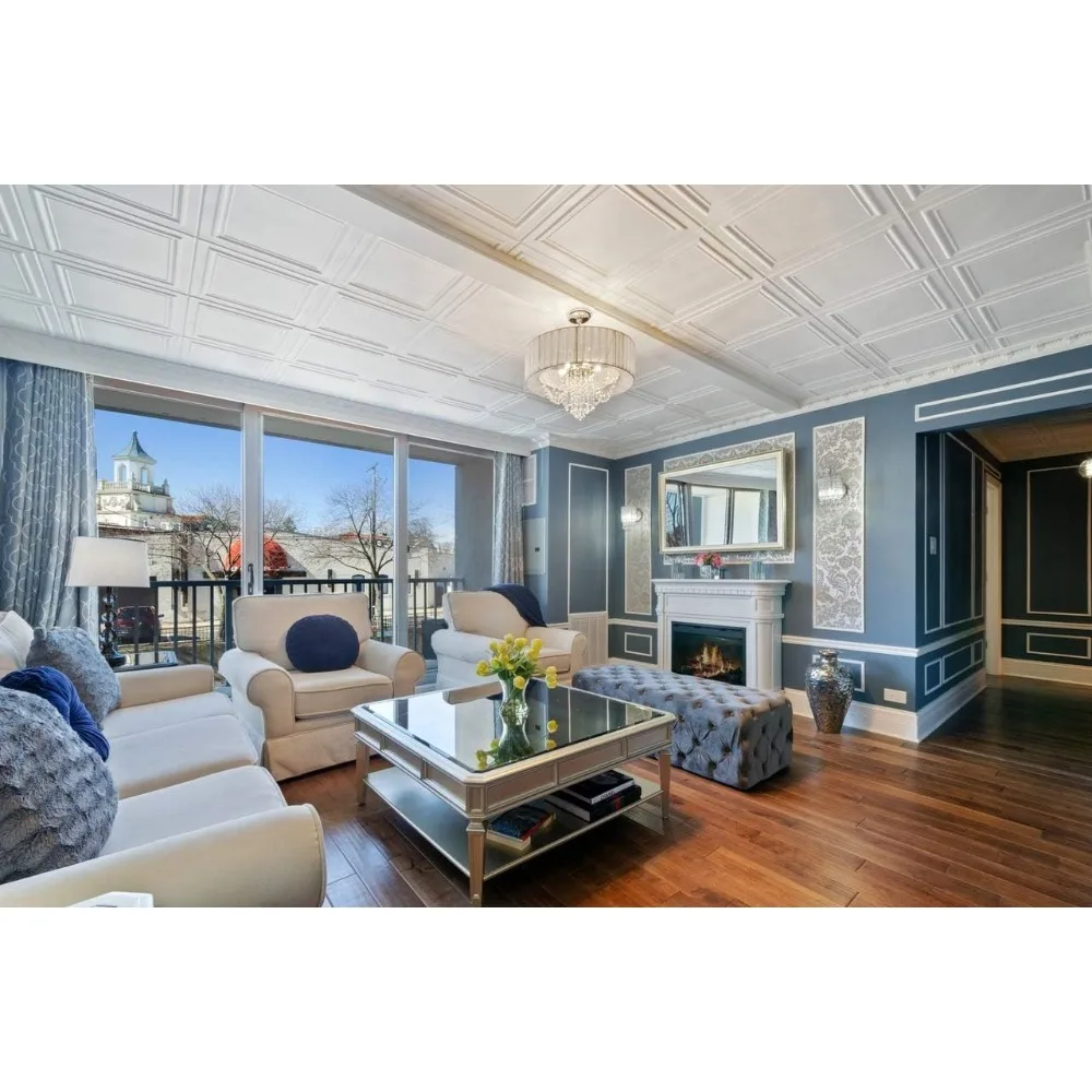 CEILINGS R24 Line Art Schaumstoff-Deckenfliese zum Aufkleben (128 Quadrat ft./Koffer), 48, Packung, einfarbig, Weiß