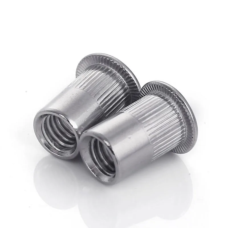 Knurled Rivet Nuts 20 pcs M3, Anti-Slip Embedded Design, Flat Head Knurled Body, for Automotive Repair, Multipurpose