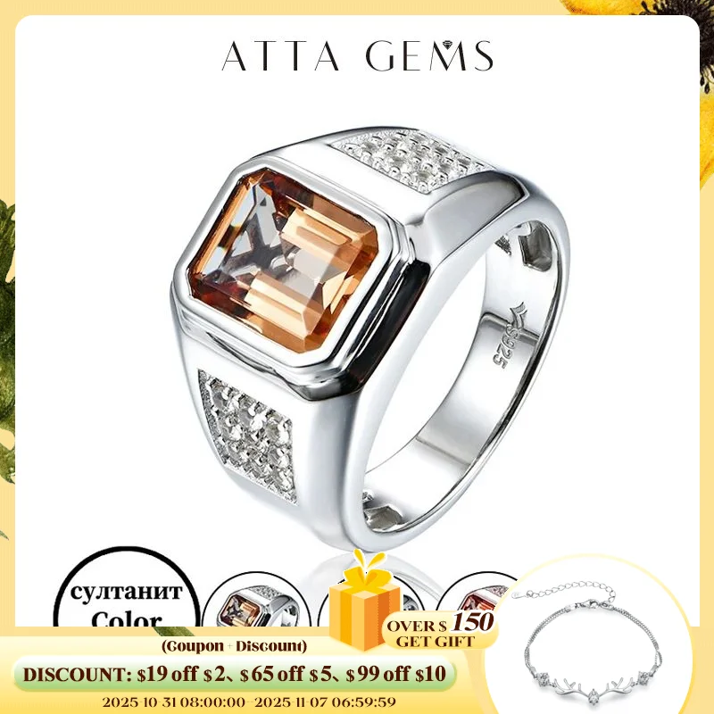 Zultanite султанит Solid Sterling Silver Rings for Men Wedding Engagement 5 Carats Created Zultanite Rings Diaspore Men's Ring