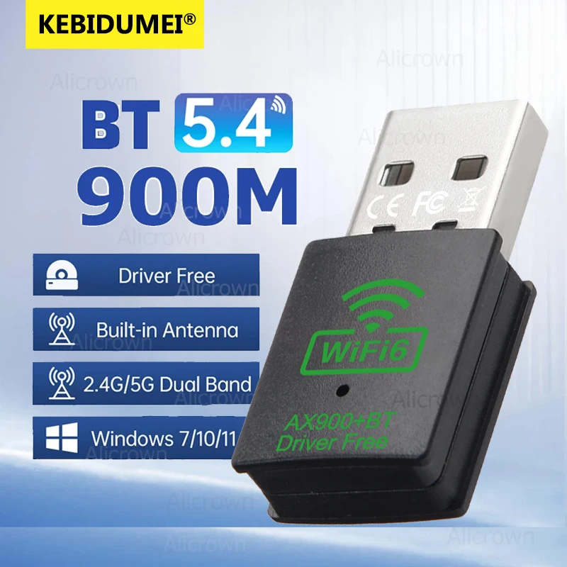 

Upgrades Mini USB Wireless Bluetooth 5.4 900Mbps Adapter WiFi 6 Transmitter Receiver Dongle Dual Band For PC Laptop Win10/11 New