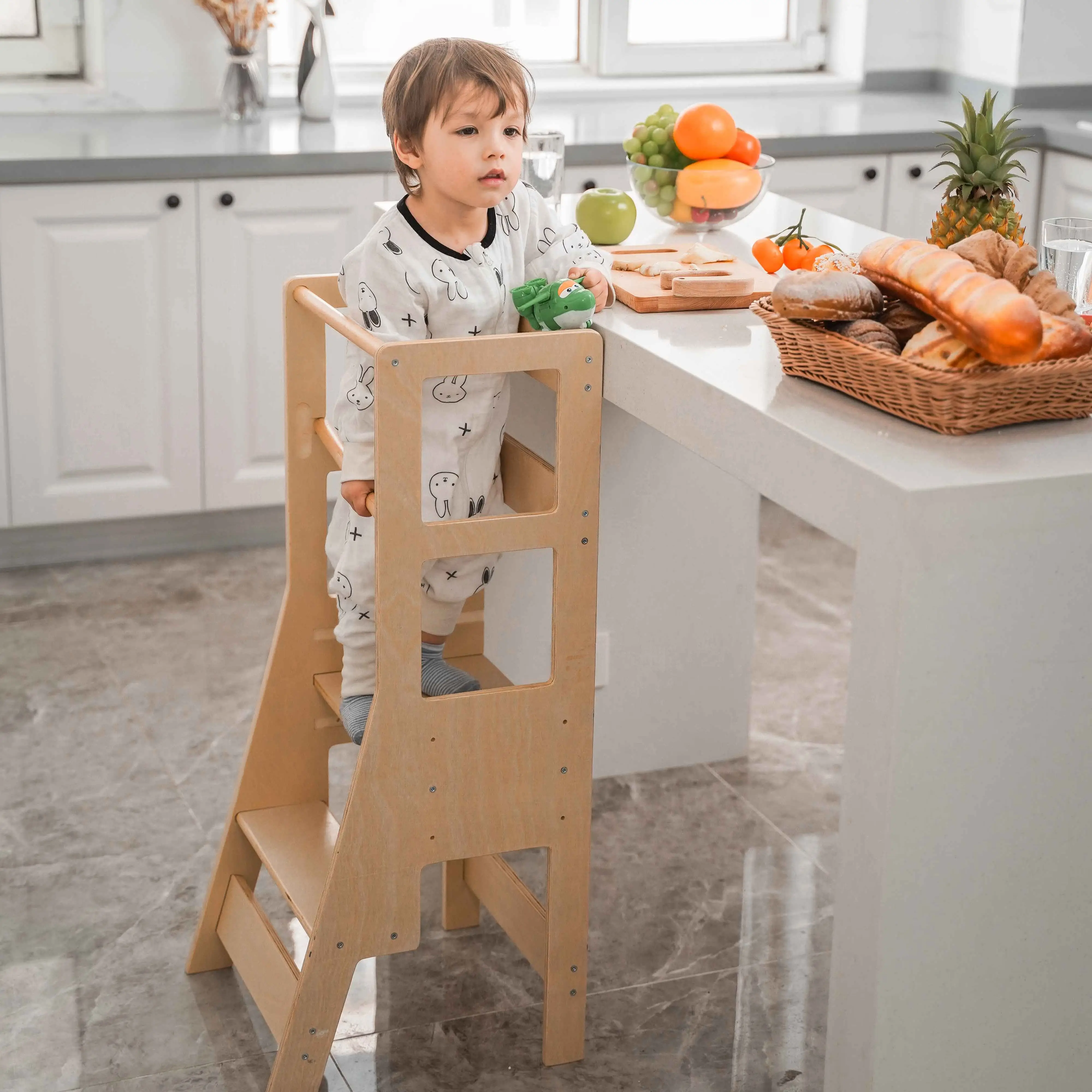 XIHAYOY Children\'s Washing Steps Learning Tower Montessori Child Standing Tower Kitchen Helper Stand Toddlers Adjustable Wood