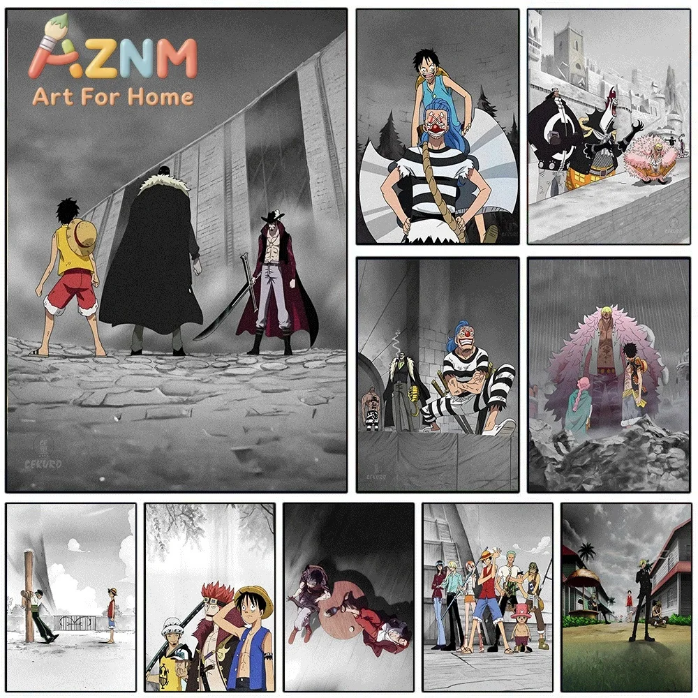 One Piece Anime Canvas Wall Art No Frame Impel Down Arc Luffy Buggy Manga Scene Print Poster for Bedroom Living Room Home Wall