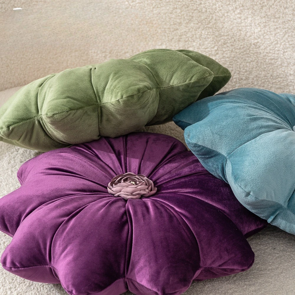 Dutch velvet sun flower throw pillow flower shape simple wind decorative cushion sofa bedroom throw