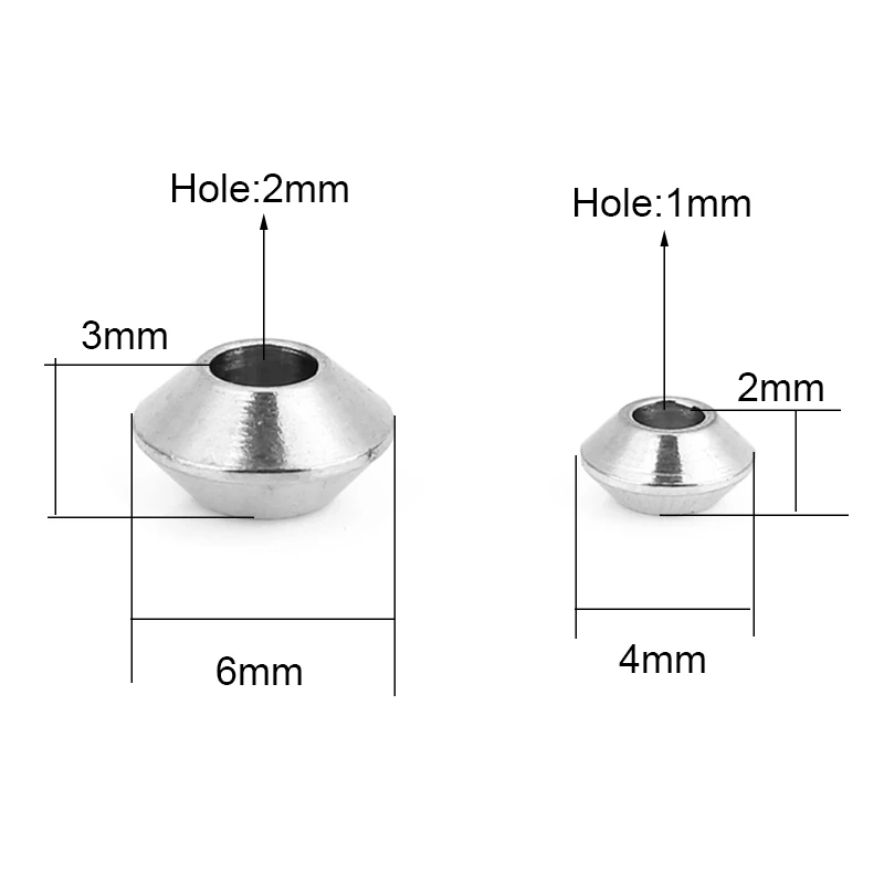 50pcs PVD Never Fade Stainless Steel Spacer Beads Big Large Hole 4mm 6mm Necklace Bracelet Beads Findings Diy Jewelry Making