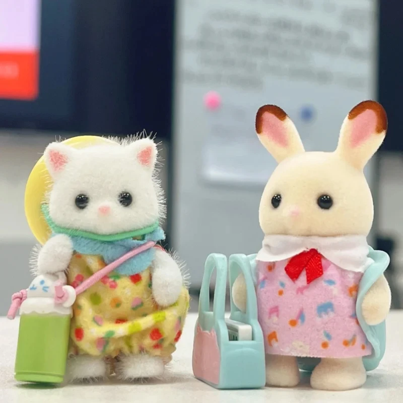 Sylvanian Families Anime Figure Series A Set, Décoration au beurre mignon Kawaii, Modèle Pendentif, Jouet pour enfants, Ornement de chambre, Cadeau d'anniversaire pour fille