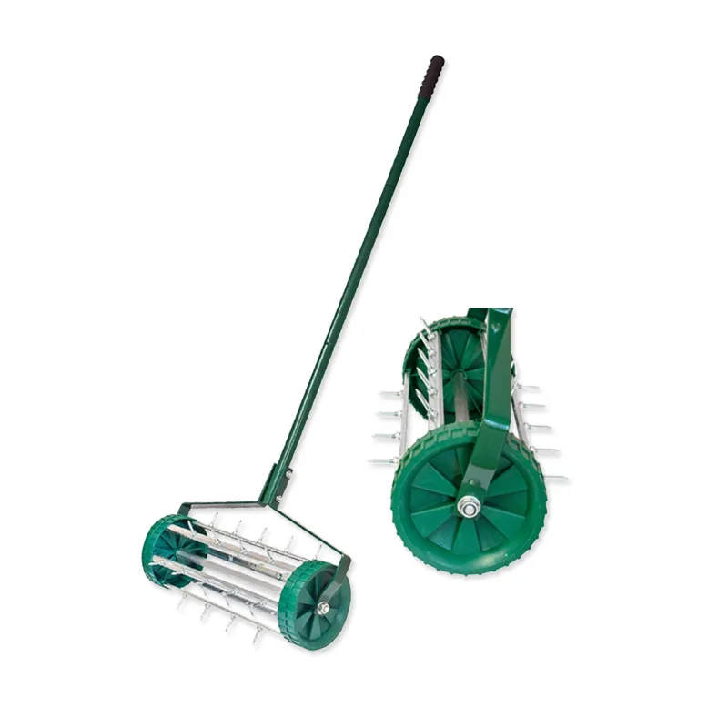 

Soil scarifier, tool laying, tillering growth of grass plants, lawn landscaping