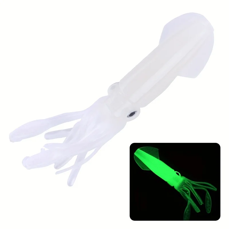 3pcs Lifelike Squid Glow Fishing Lure, Luminous Artificial Bionic Octopus Soft Bait,Fishing Accessories For Saltwater Freshwater