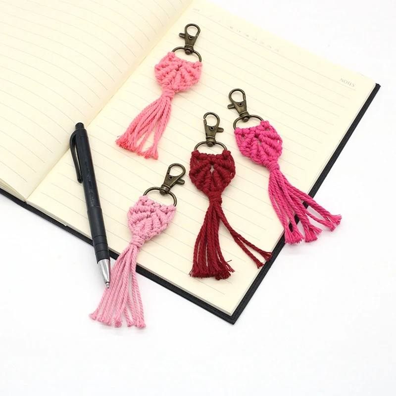 Hot-12 Pieces Mini Macrame Keychains Boho Macrame Bag Charms For Car Key Purse Phone Supplies