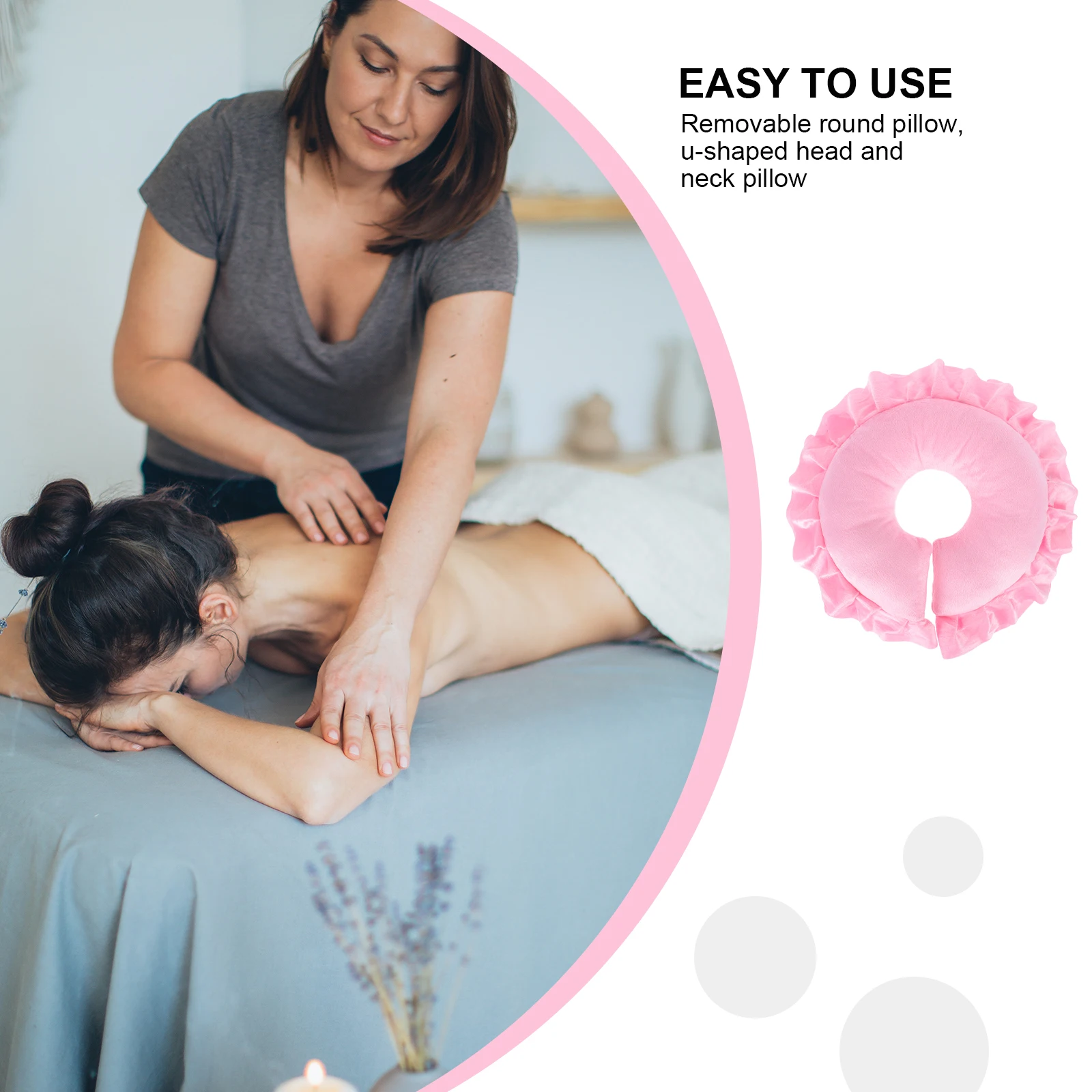 

U Shape Neck Pillow Head Cotton Massage Down Mat Rest Support for Beauty Salon Spa Travel Large Cut-Out Curved Design Face Down